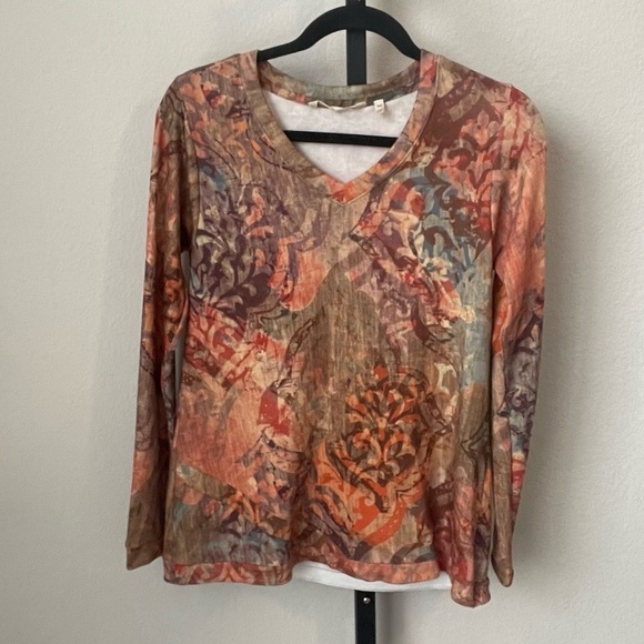 Soft Surroundings Artesia Printed Tunic Sweater Top Size PXS - Picture 2 of 4